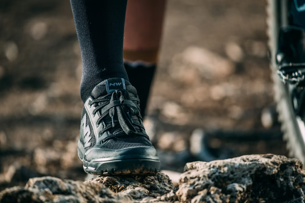 Northwave MTB shoe on rocky terrain